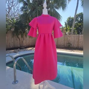 NWOT Hot Pink Assymetrical Dress with Ruffle Sleeves Metamorphosis Girl Size S